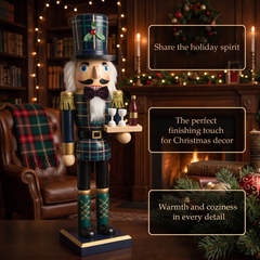 Tartan Butler with Wine Tray Christmas Wooden Nutcracker 15 in by Wizardi F07M14-20-N01850C