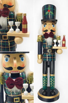 Tartan Butler with Wine Tray Christmas Wooden Nutcracker 15 in by Wizardi F07M14-20-N01850C