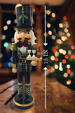 Tartan Butler with Wine Tray Christmas Wooden Nutcracker 15 in by Wizardi F07M14-20-N01850C