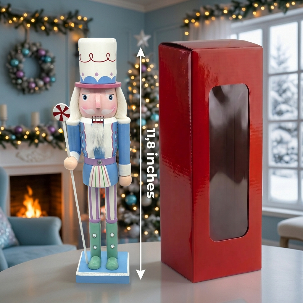 Pastel Blue Candyland Christmas Wooden Nutcracker 12 in by Wizardi F07M14-30-N01703 blue stand