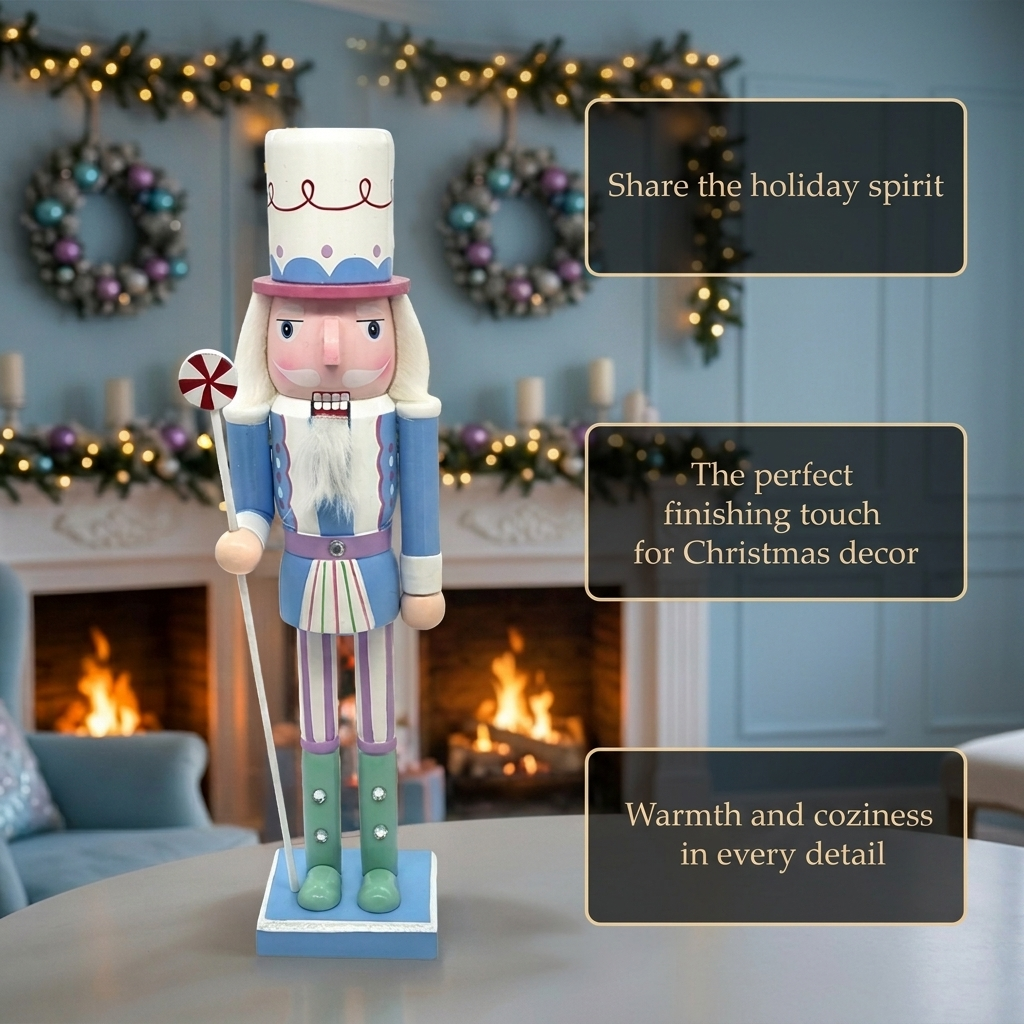Pastel Blue Candyland Christmas Wooden Nutcracker 12 in by Wizardi F07M14-30-N01703 blue stand