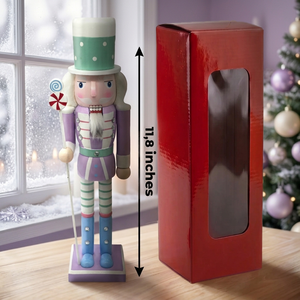 Lavender Pastel Lollipop Christmas Wooden Nutcracker 12 in by Wizardi F07M14-30-N01703 purple stand