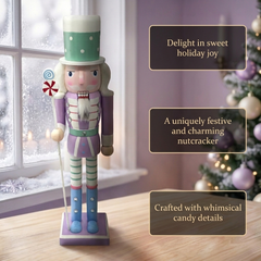 Lavender Pastel Lollipop Christmas Wooden Nutcracker 12 in by Wizardi F07M14-30-N01703 purple stand