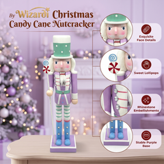 Lavender Pastel Lollipop Christmas Wooden Nutcracker 12 in by Wizardi F07M14-30-N01703 purple stand
