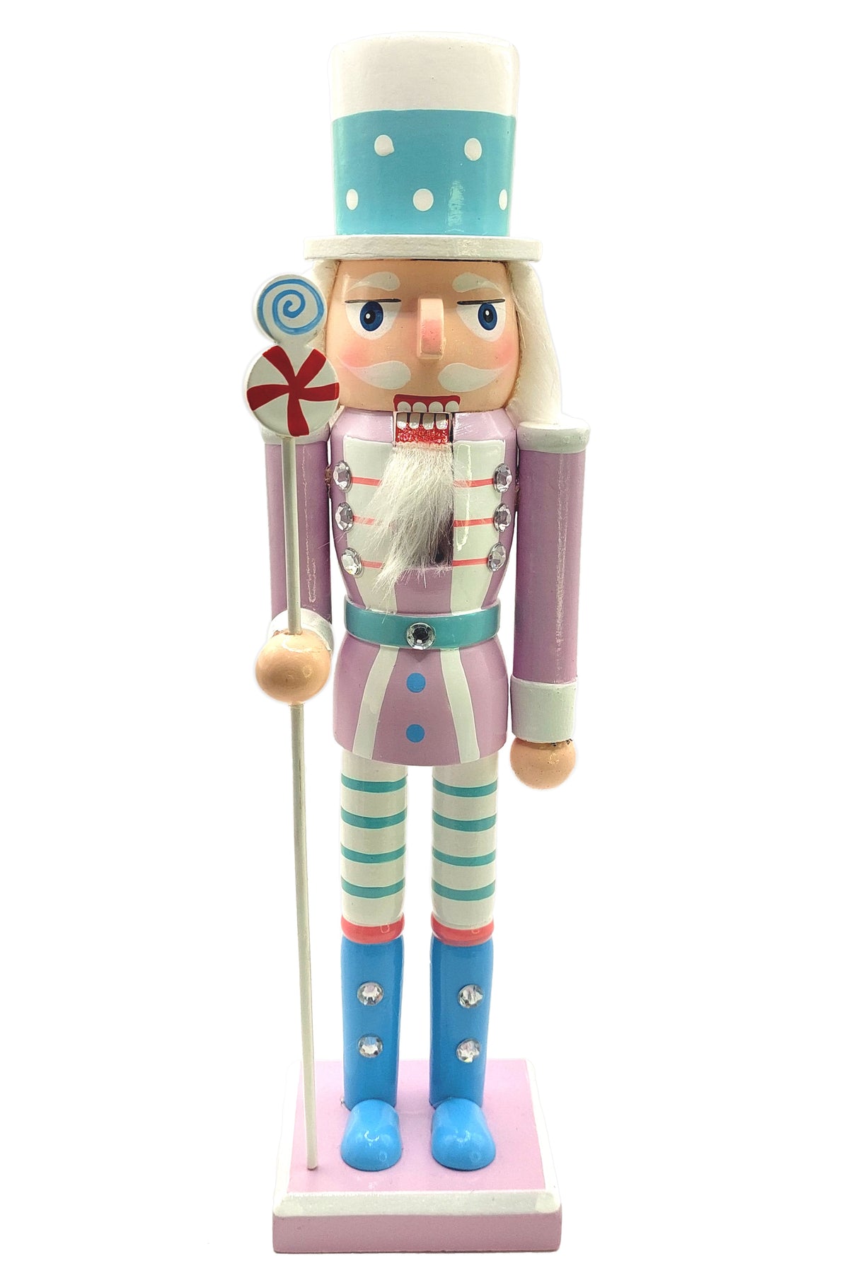 Lavender Pastel Lollipop Christmas Wooden Nutcracker 12 in by Wizardi F07M14-30-N01703 purple stand
