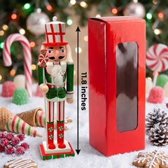 Peppermint Candy Soldier Christmas Wooden Nutcracker 12 in by Wizardi F07M14-31-N01702A