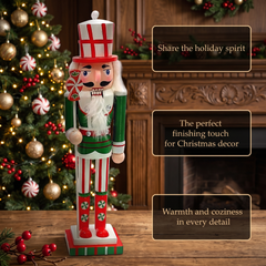 Peppermint Candy Soldier Christmas Wooden Nutcracker 12 in by Wizardi F07M14-31-N01702A