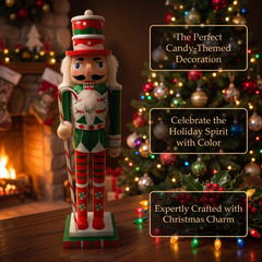 Candy Cane Soldier Christmas Wooden Nutcracker 12 in by Wizardi F07M14-31-N01702C