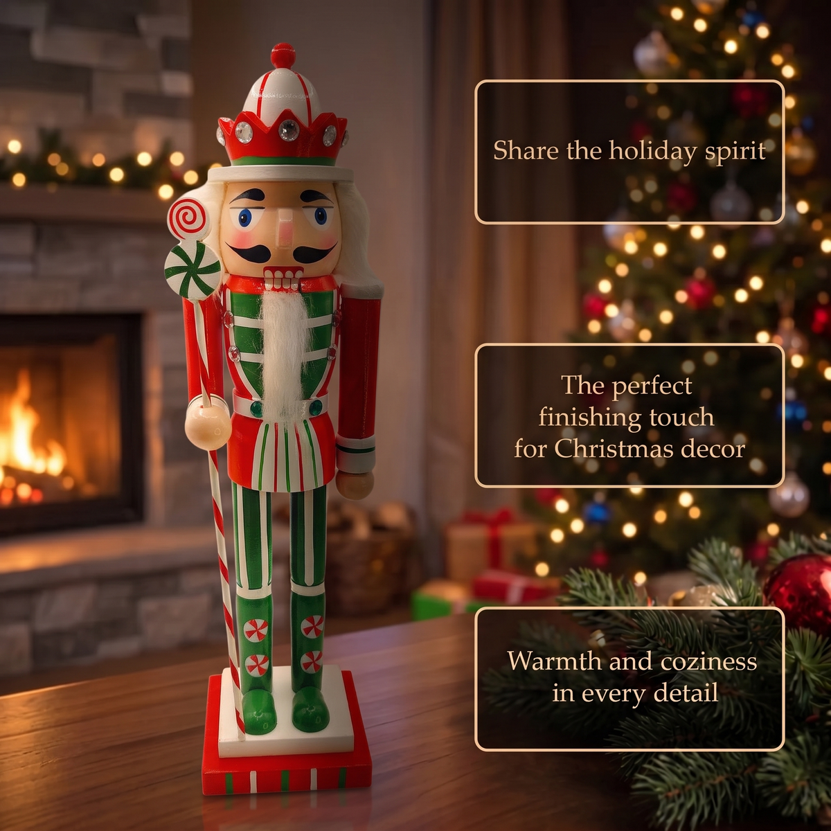 Peppermint Candy King Christmas Wooden Nutcracker 12 in by Wizardi F07M14-31-N01702D