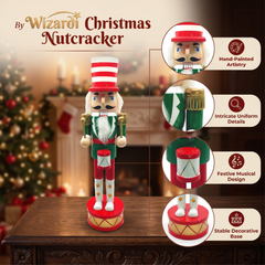 Candy Stripe Hat Drummer Christmas Wooden Nutcracker 15 in by Wizardi F07M14-32-N01819A
