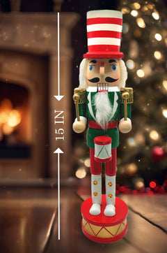 Candy Stripe Hat Drummer Christmas Wooden Nutcracker 15 in by Wizardi F07M14-32-N01819A