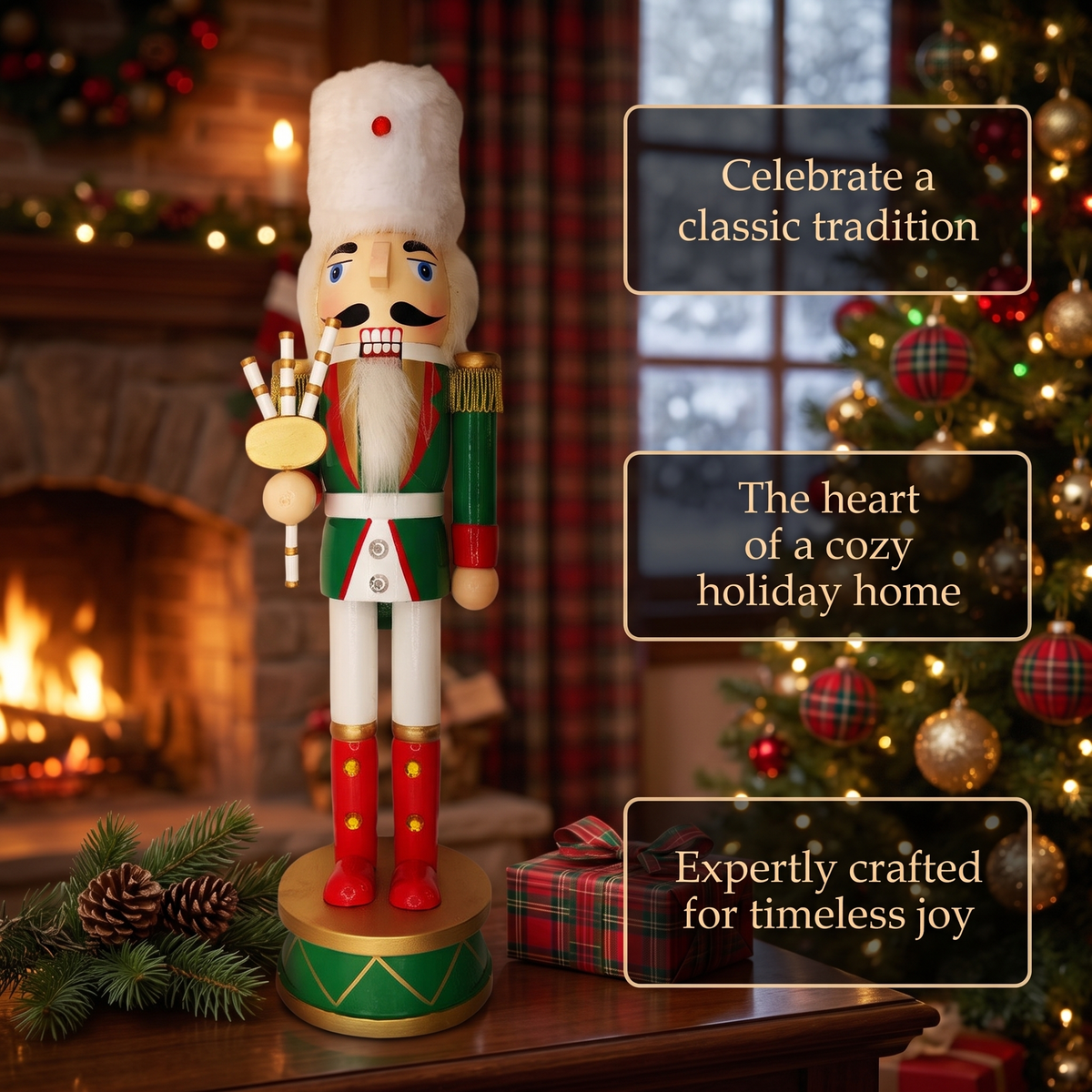 Scottish Bagpiper Christmas Wooden Nutcracker 15 in by Wizardi F07M14-32-N01819B