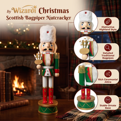 Scottish Bagpiper Christmas Wooden Nutcracker 15 in by Wizardi F07M14-32-N01819B