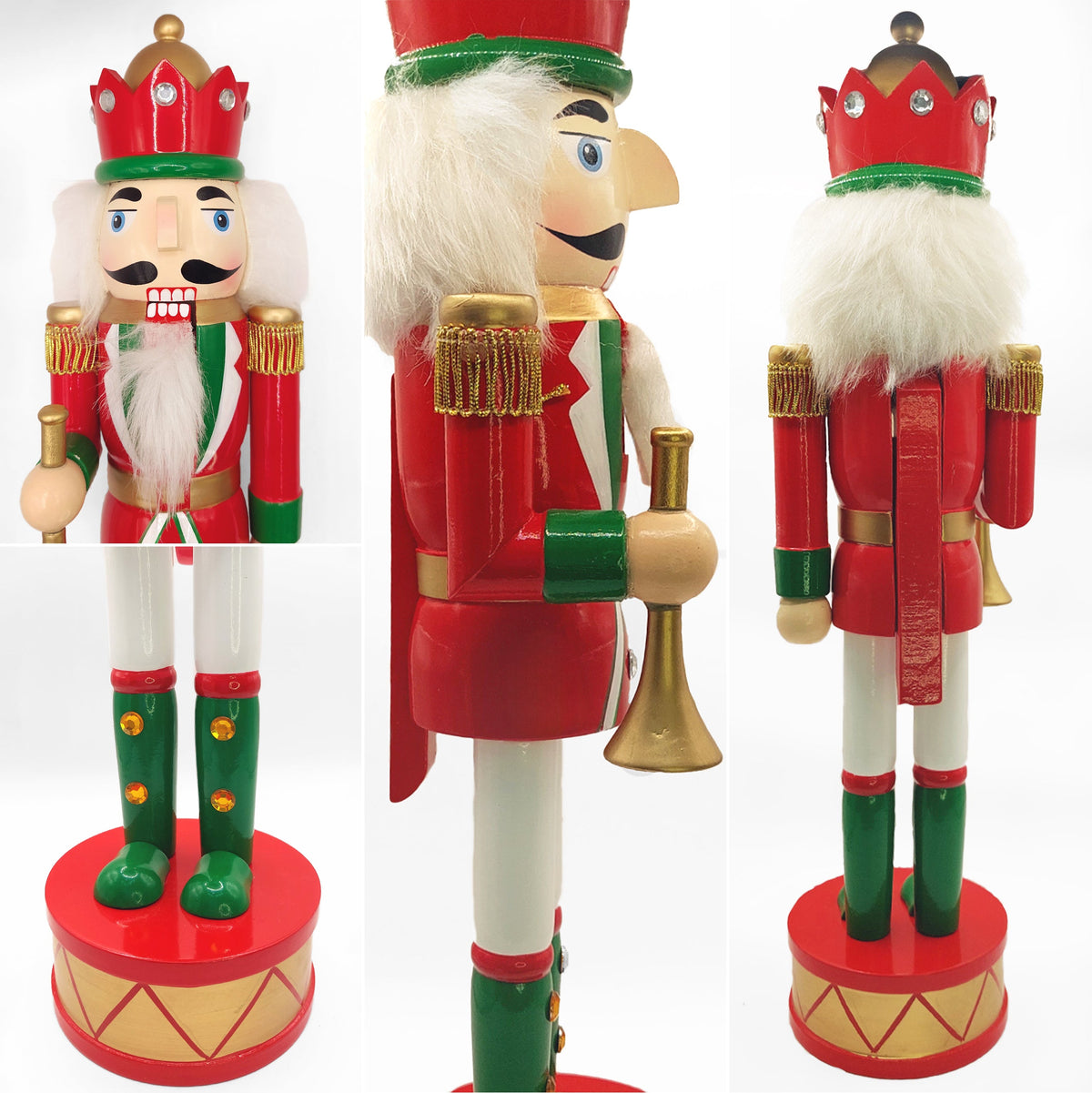 Crowned Trumpeter Christmas Wooden Nutcracker 15 in by Wizardi F07M14-32-N01819D