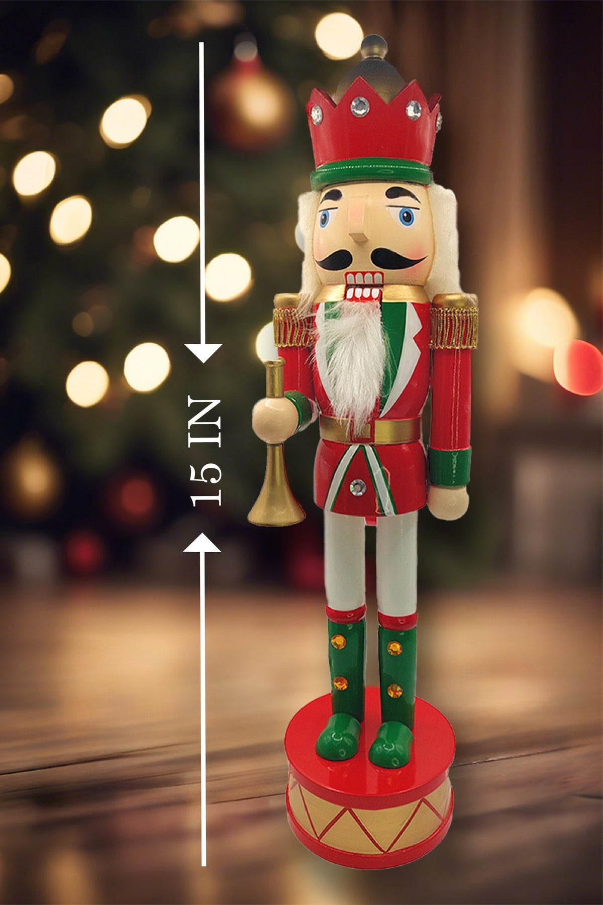 Crowned Trumpeter Christmas Wooden Nutcracker 15 in by Wizardi F07M14-32-N01819D