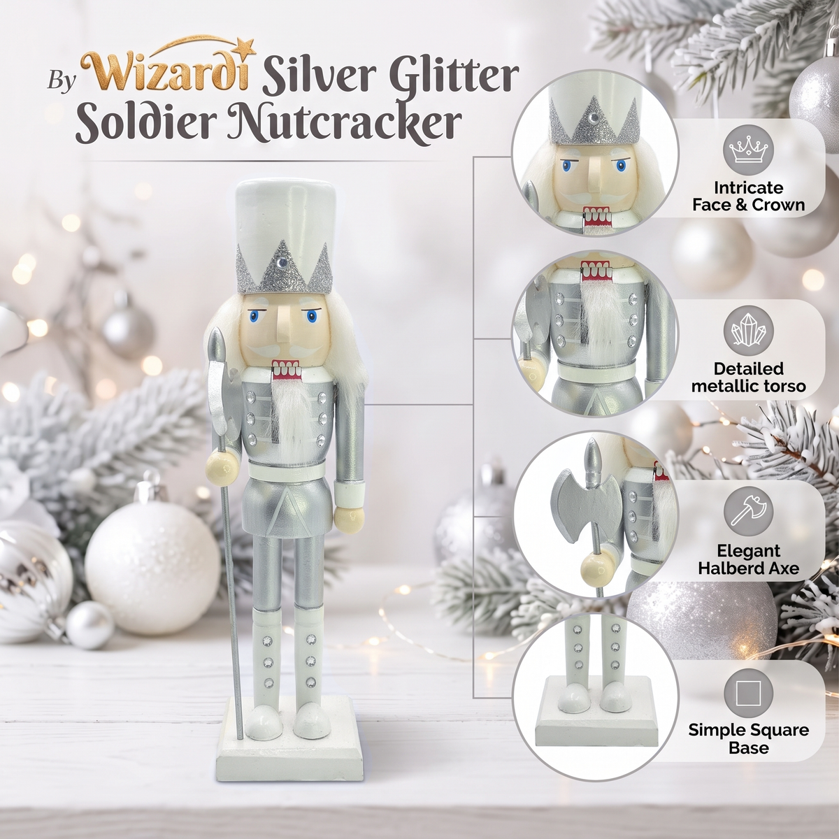 Silver Frost Axeman Christmas Wooden Nutcracker 9 in by Wizardi F07M14-35-N01364B