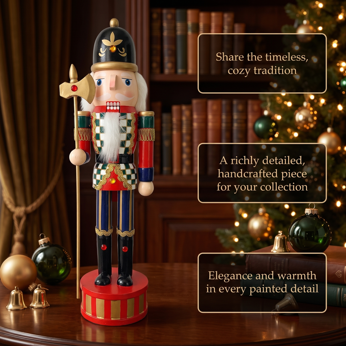 Halberdier with Gold Halberd Christmas Wooden Nutcracker 15 in by Wizardi F07M14-36-N01845A