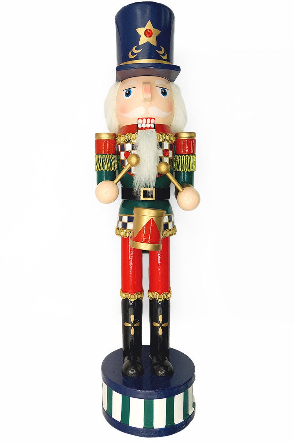 Checkerboard Drummer Christmas Wooden Nutcracker 15 in by Wizardi F07M14-36-N01845D