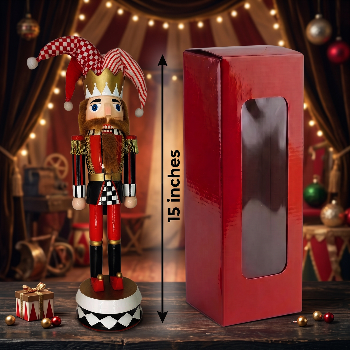 Jester Christmas Wooden Nutcracker 15 in by Wizardi F07M14-37-N01833B
