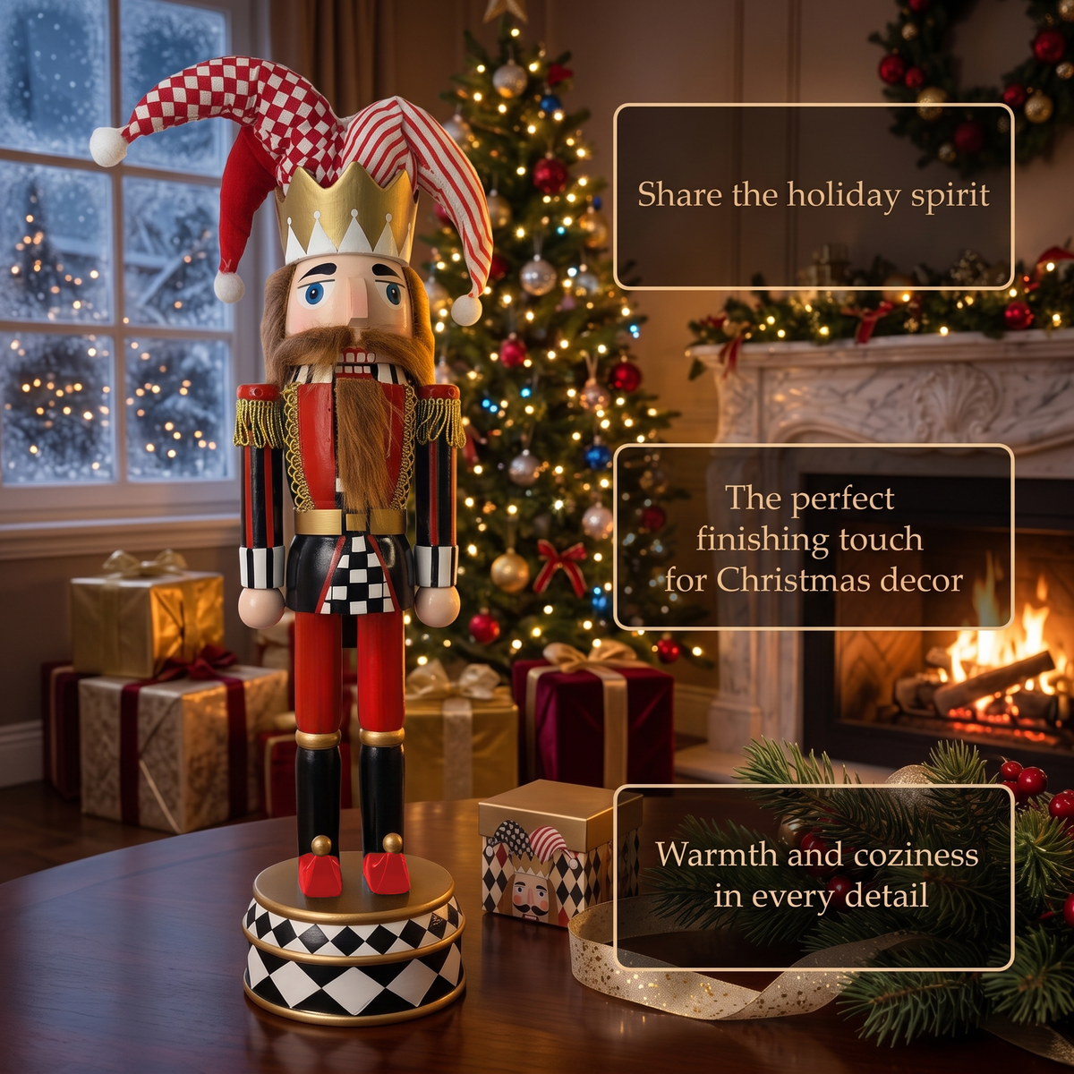 Jester Christmas Wooden Nutcracker 15 in by Wizardi F07M14-37-N01833B