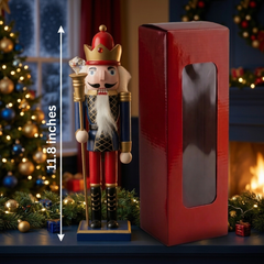 Navy and Gold King with Crystal Scepter Christmas Wooden Nutcracker 12 in by Wizardi F07M14-38-N01724B
