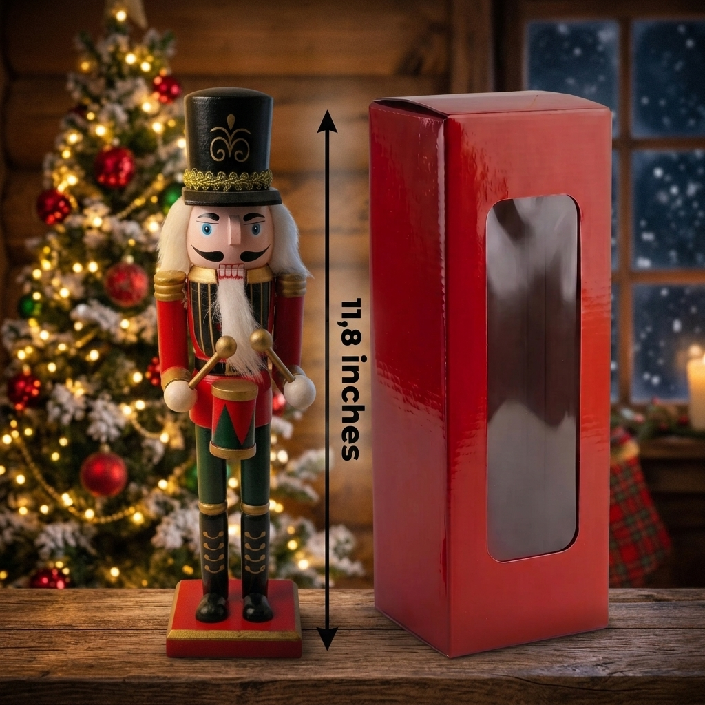 Black Top Hat Drummer Christmas Wooden Nutcracker 12 in by Wizardi F07M14-38-N01724C
