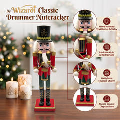Black Top Hat Drummer Christmas Wooden Nutcracker 12 in by Wizardi F07M14-38-N01724C