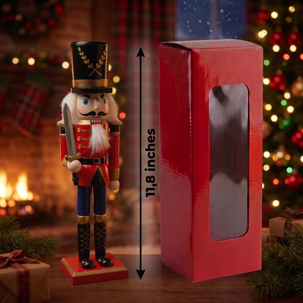 Laurel Top Hat Swordsman Christmas Wooden Nutcracker 12 in by Wizardi F07M14-39-N01365B
