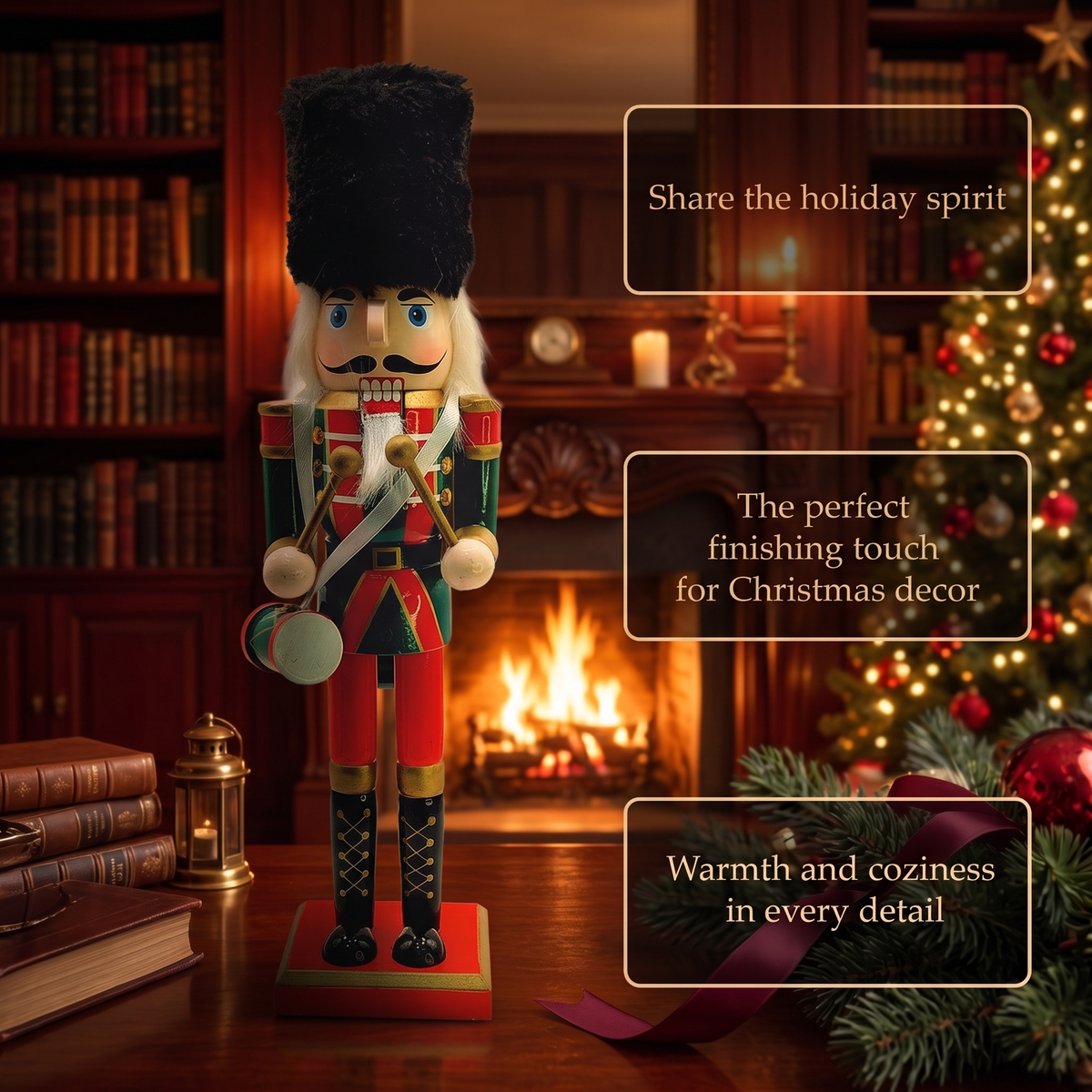 Bearskin Hat Drummer Christmas Wooden Nutcracker 12 in by Wizardi F07M14-39-N01365C