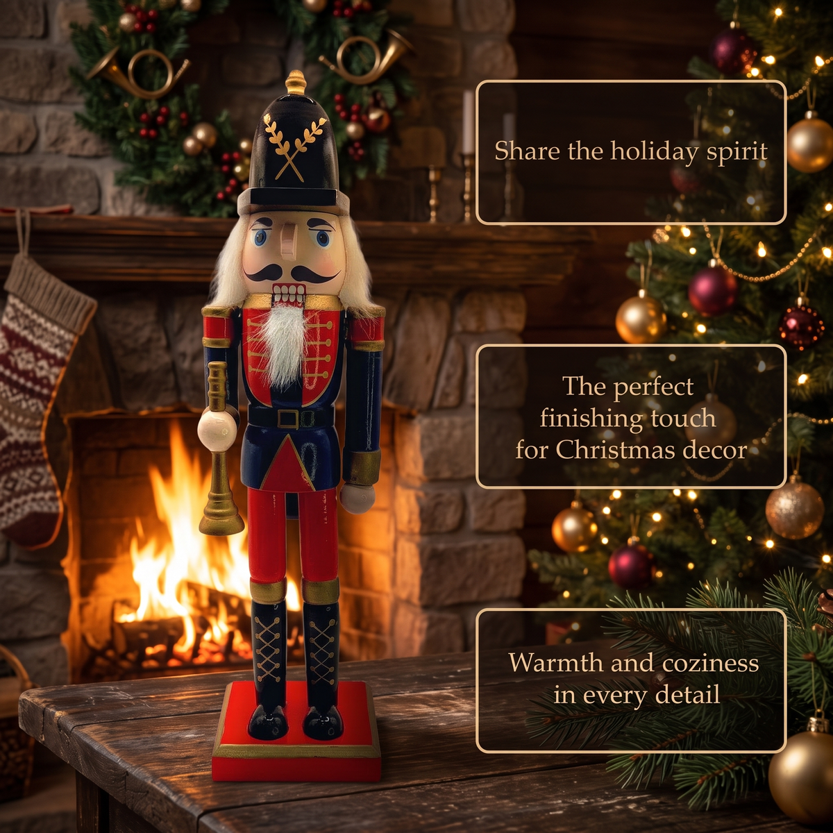 Navy Helmet Horn Player Christmas Wooden Nutcracker 12 in by Wizardi F07M14-39-N01365D