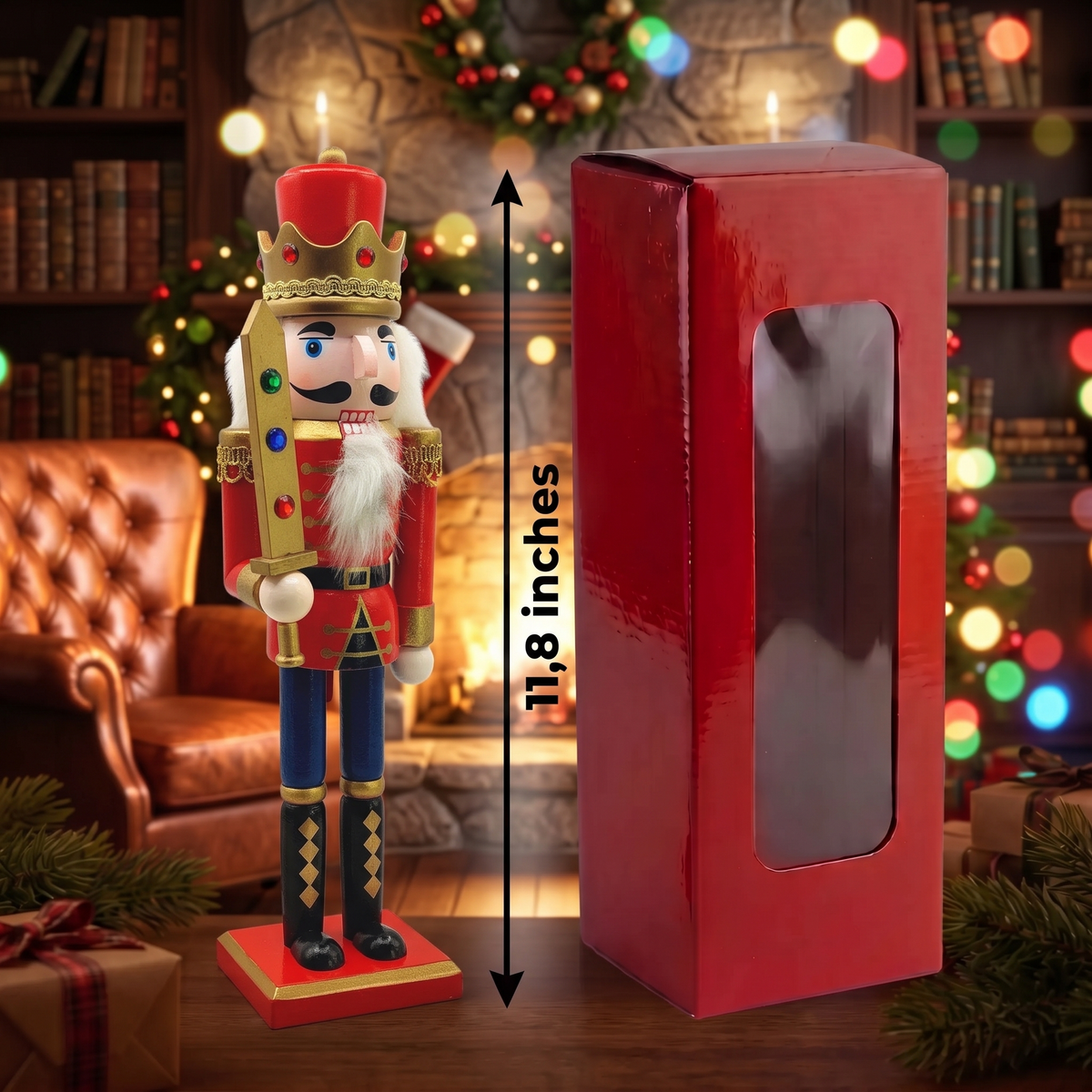 Jeweled Sword King Christmas Wooden Nutcracker 12 in by Wizardi F07M14-40-N01012A