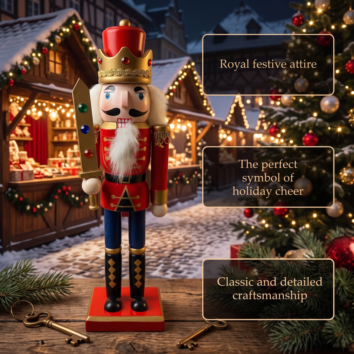 Jeweled Sword King Christmas Wooden Nutcracker 12 in by Wizardi F07M14-40-N01012A