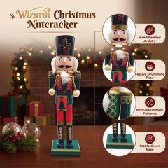 Jeweled Top Hat Drummer Christmas Wooden Nutcracker 12 in by Wizardi F07M14-40-N01012D