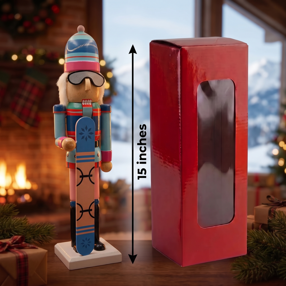 Snowboarder Christmas Wooden Nutcracker 15 in by Wizardi F07M14-42-N01826B