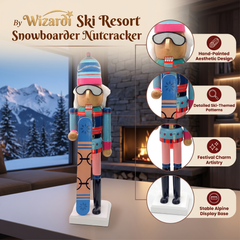 Snowboarder Christmas Wooden Nutcracker 15 in by Wizardi F07M14-42-N01826B