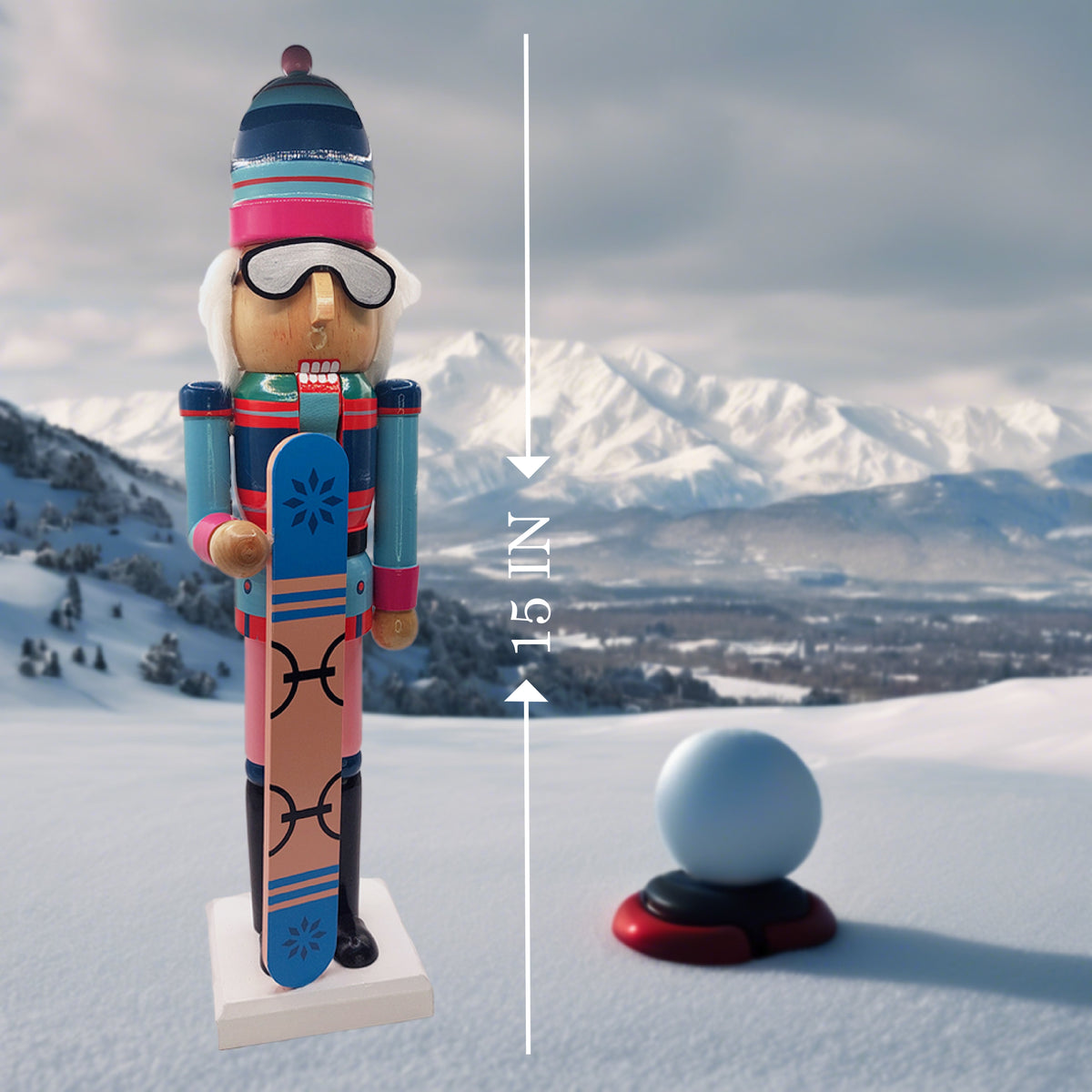 Snowboarder Christmas Wooden Nutcracker 15 in by Wizardi F07M14-42-N01826B