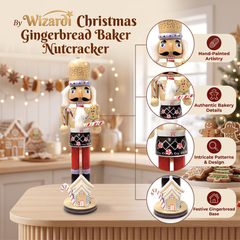 Gingerbread Baker with Cookie Christmas Wooden Nutcracker 15 in by Wizardi F07M14-43-XC4617A