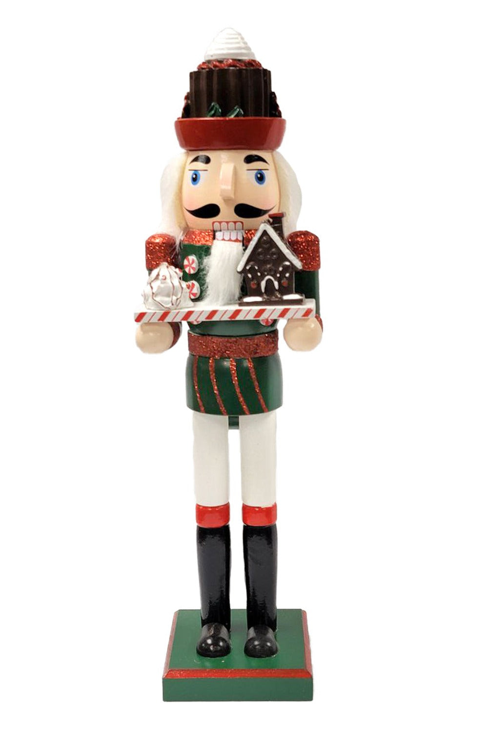 Chocolate Cupcake Baker with Gingerbread House Christmas Wooden Nutcracker 15 in by Wizardi F07M14-43-XC4617B
