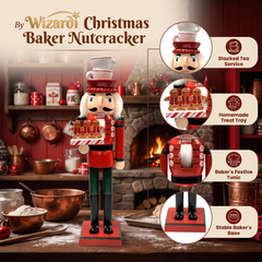 Gingerbread Men Tray Teacup Hat Christmas Wooden Nutcracker 15 in by Wizardi F07M14-43-XC4617D