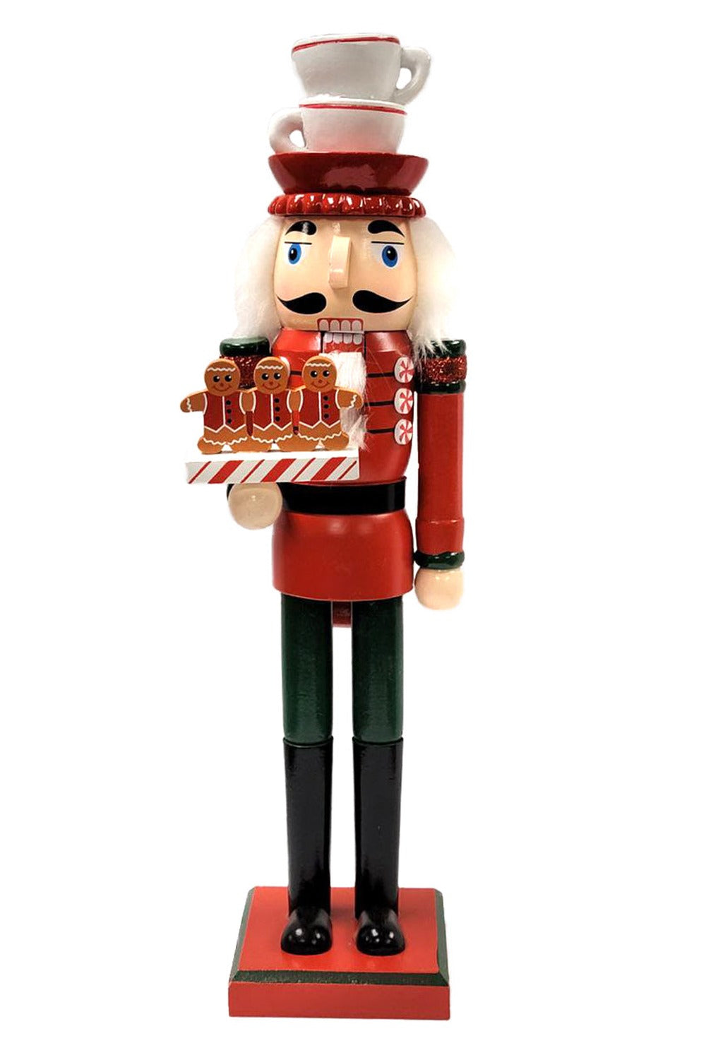 Gingerbread Men Tray Teacup Hat Christmas Wooden Nutcracker 15 in by Wizardi F07M14-43-XC4617D