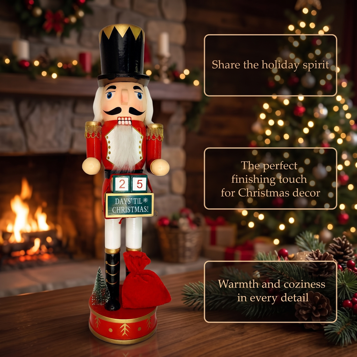 Countdown Calendar Soldier Christmas Wooden Nutcracker 15 in by Wizardi F07M14-44-N01830B