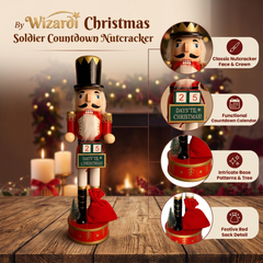 Countdown Calendar Soldier Christmas Wooden Nutcracker 15 in by Wizardi F07M14-44-N01830B
