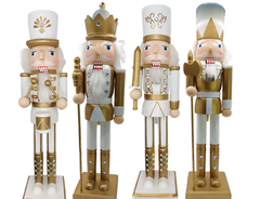 White and Gold Swordsman Christmas Wooden Nutcracker 15 in by Wizardi F07M14-45-N01315C