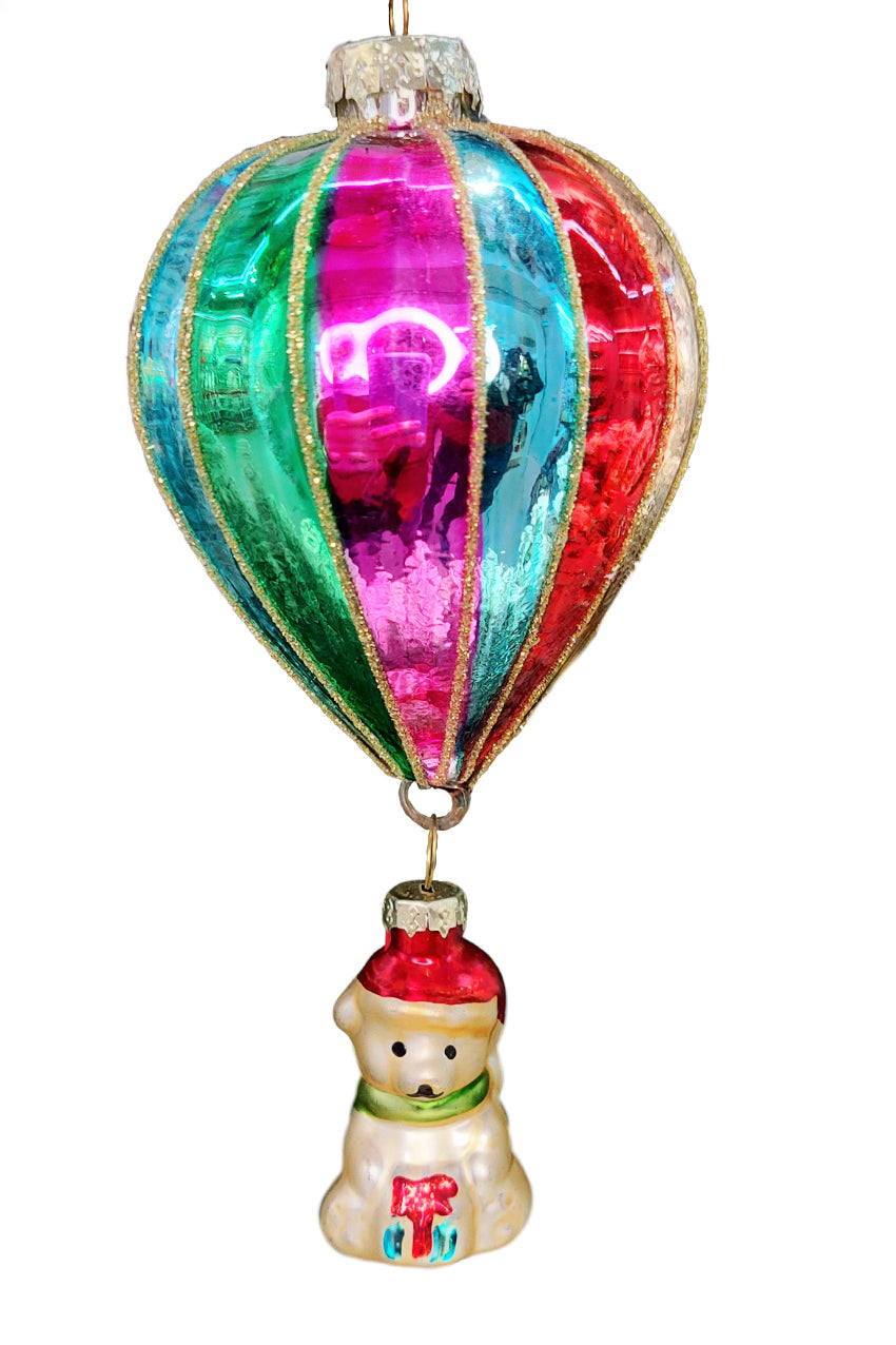 Christmas Glass Ornament - Balloon with Polar Bear