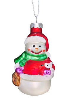 Christmas Glass Ornament - Snowman with Gift by Wizardi F07M3-22 HB-SY25297