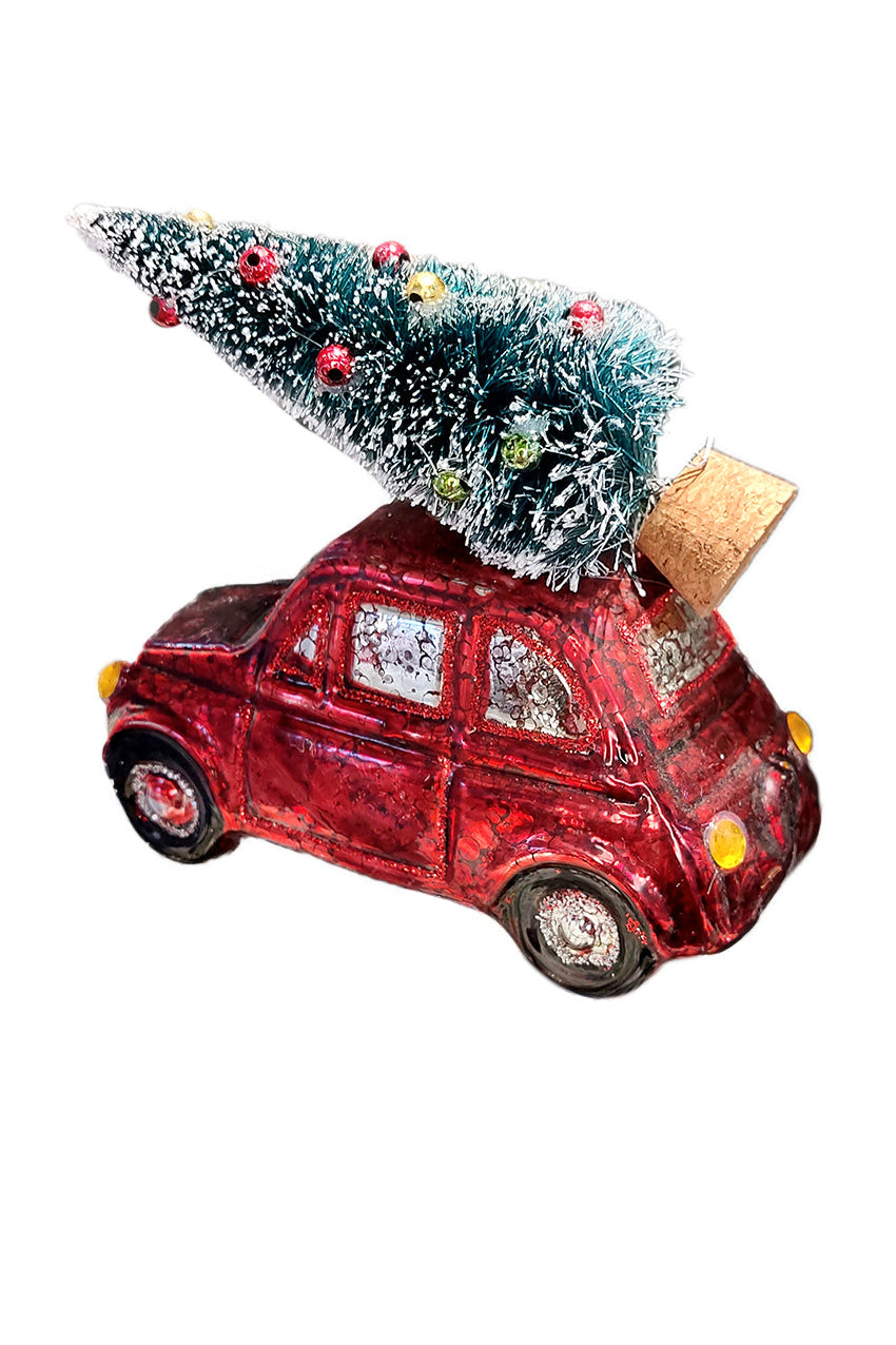 Christmas Glass Ornament - Car with Christmas Tree by Wizardi F07M3-9 HB-SY25266