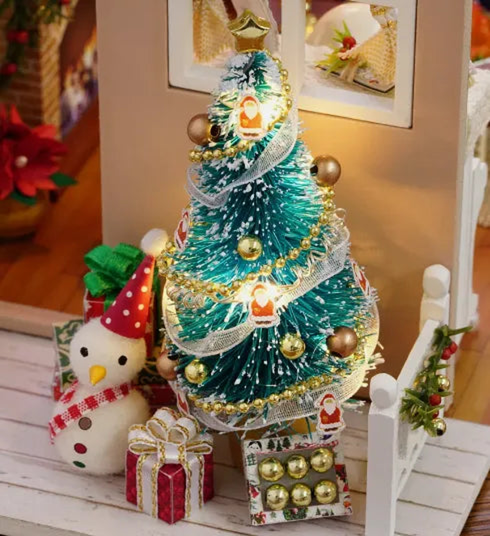 Christmas Cottage Living Room DIY Miniature House Kit 8 in