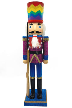 Rainbow Pride Guard Christmas Wooden Nutcracker 15 in by Wizardi F07M6-10 blue stand