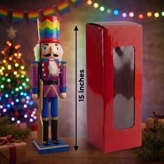 Rainbow Pride Guard Christmas Wooden Nutcracker 15 in by Wizardi F07M6-10 blue stand
