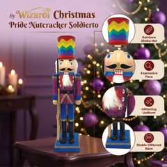 Rainbow Pride Guard Christmas Wooden Nutcracker 15 in by Wizardi F07M6-10 blue stand